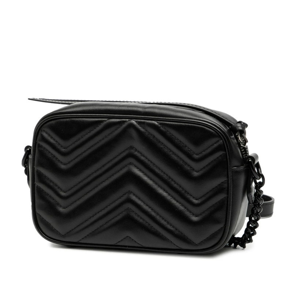 Gucci Leather Camera Marmont Bag Shoulder Black GG